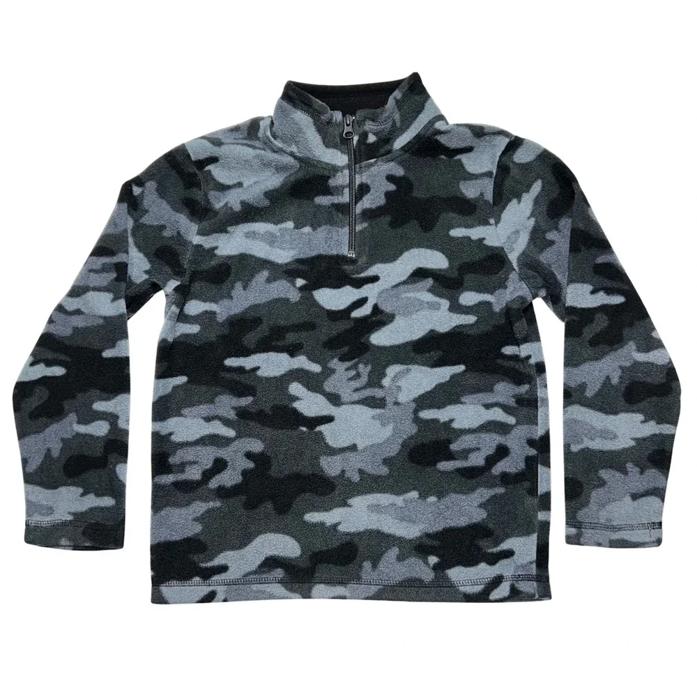 Children's Place Boys Camouflage Fleece 1/4 Zip Pullover‎ Sweatshirt Size M 7/8